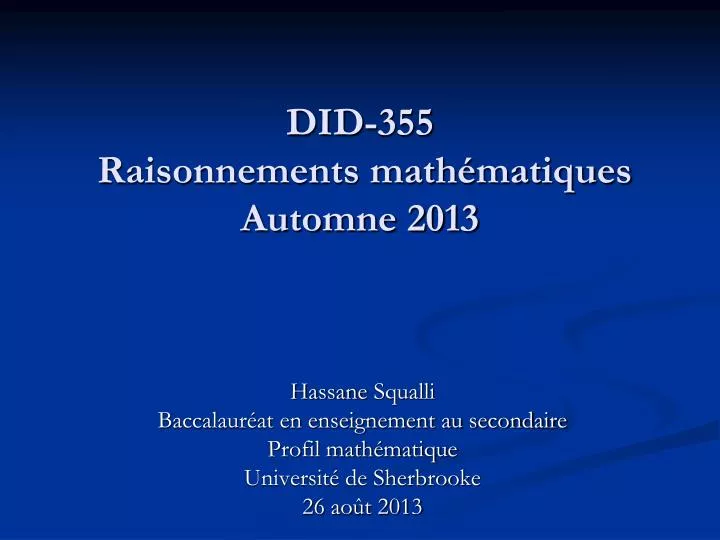 did 355 raisonnements math matiques automne 2013