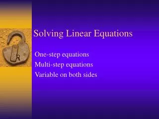 Solving Linear Equations