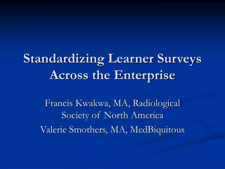 standardizing learner surveys across the enterprise