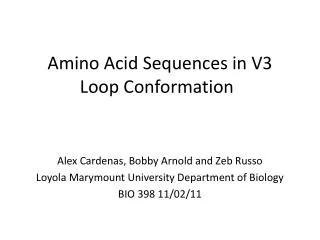 Amino Acid Sequences in V3 Loop Conformation