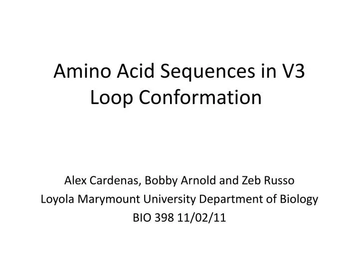 amino acid sequences in v3 loop conformation