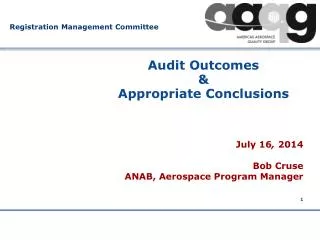 Audit Outcomes &amp; Appropriate Conclusions