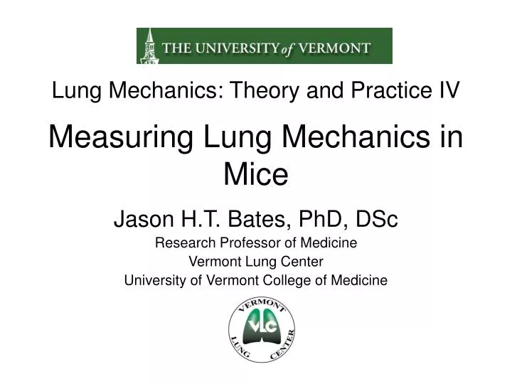 lung mechanics theory and practice iv measuring lung mechanics in mice