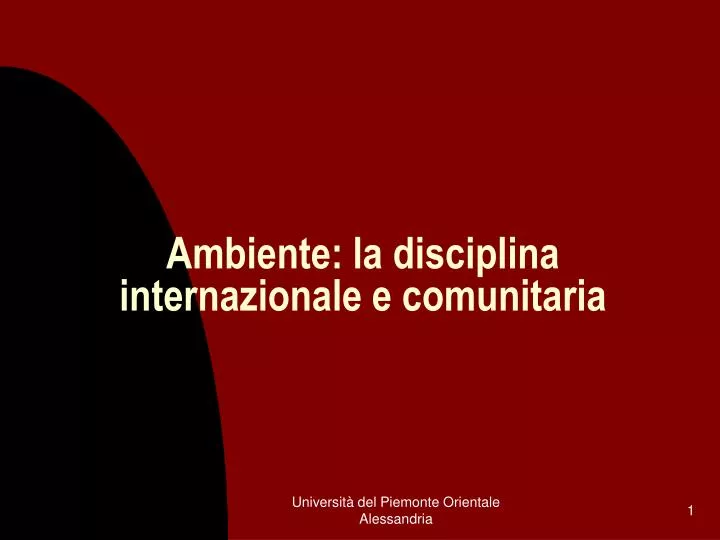 ambiente la disciplina internazionale e comunitaria