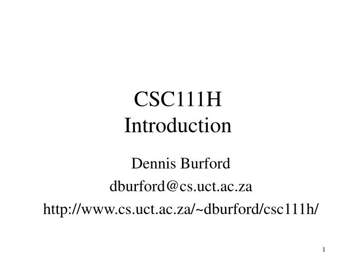 csc111h introduction