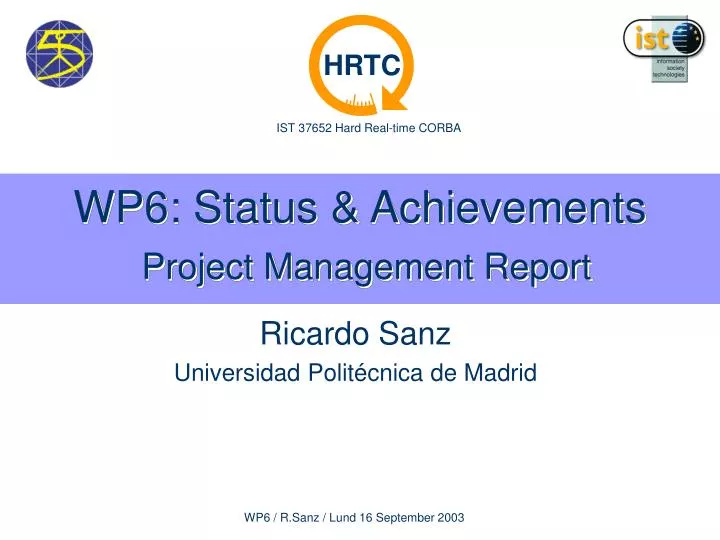 wp6 status achievements project management report