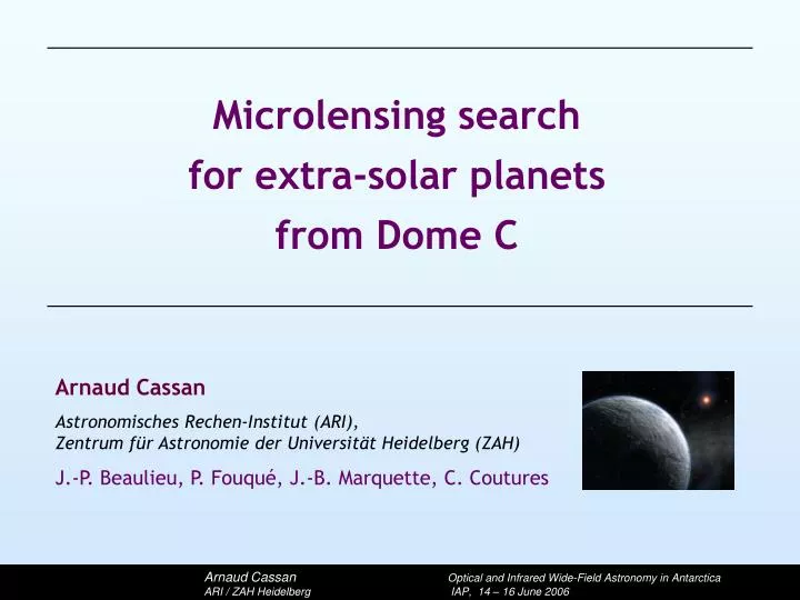 microlensing search for extra solar planets from dome c