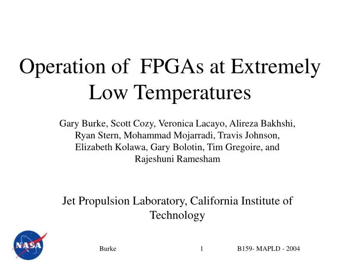 operation of fpgas at extremely low temperatures