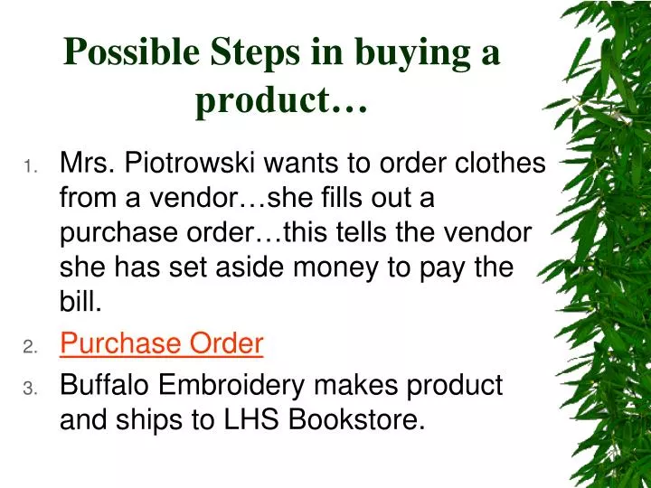 possible steps in buying a product