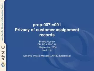 prop-007-v001 Privacy of customer assignment records