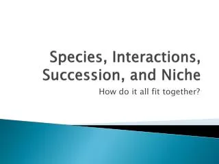 Species, Interactions, Succession, and Niche