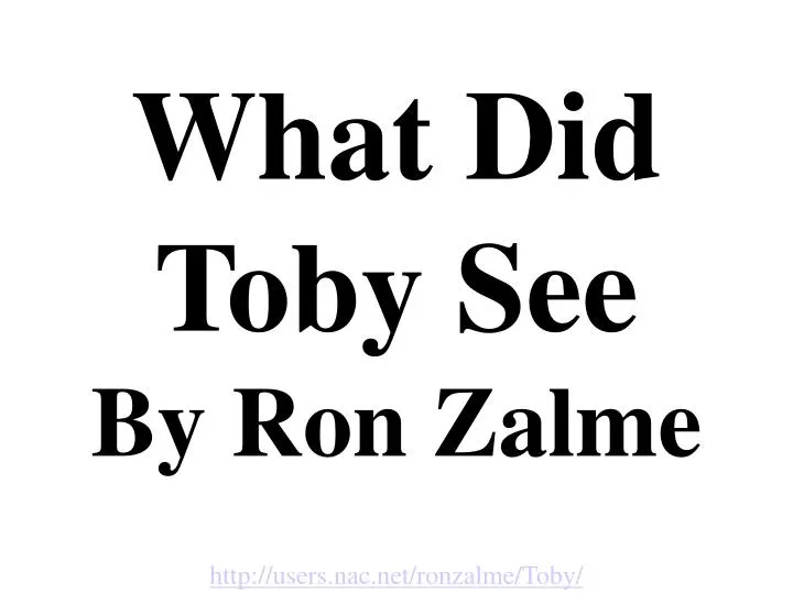 what did toby see by ron zalme