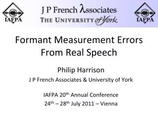 Formant Measurement Errors From Real Speech