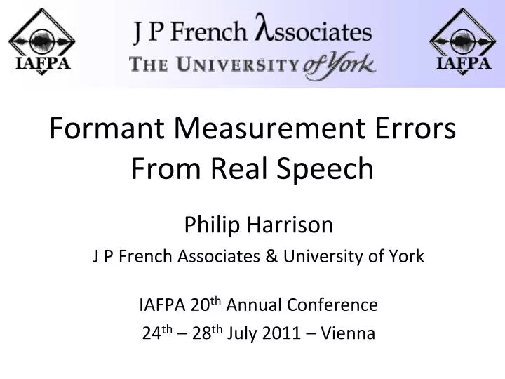formant measurement errors from real speech