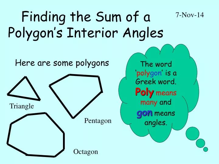 finding the sum of a polygon s interior angles
