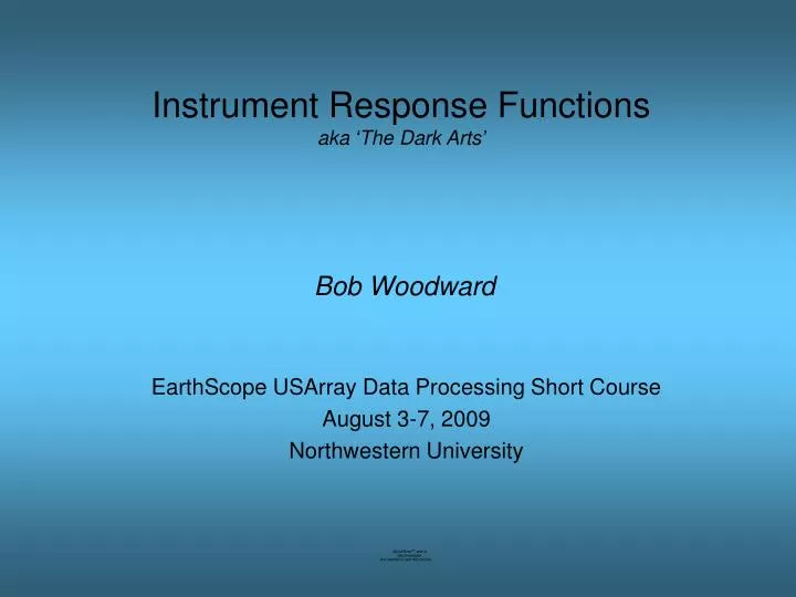 instrument response functions aka the dark arts