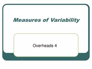 Measures of Variability