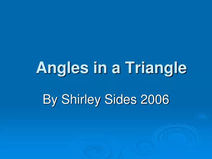 angles in a triangle