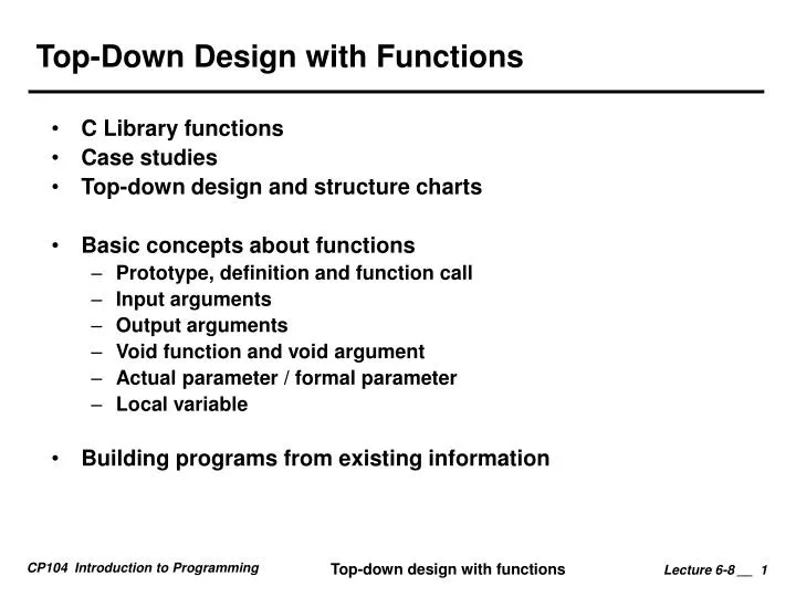 top down design with functions