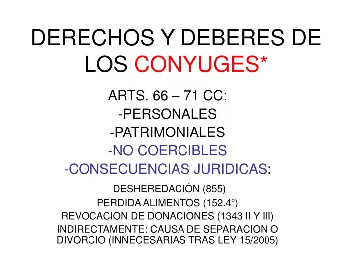 derechos y deberes de los conyuges