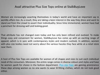 Avail attractive Plus Size Tops online at StalkBuyLove