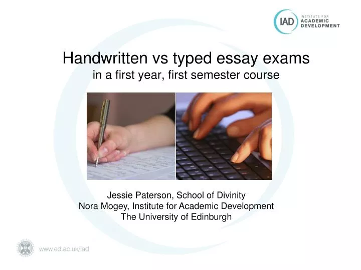 handwritten vs typed essay exams in a first year first semester course