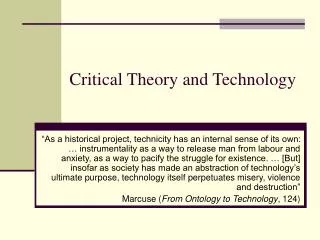 critical theory and technology