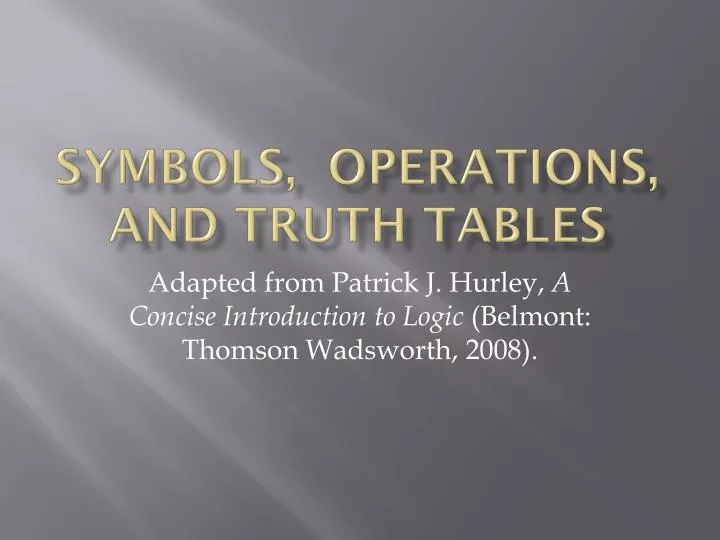 symbols operations and truth tables