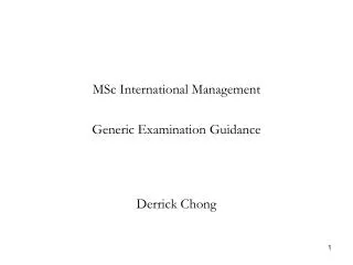 MSc International Management Generic Examination Guidance