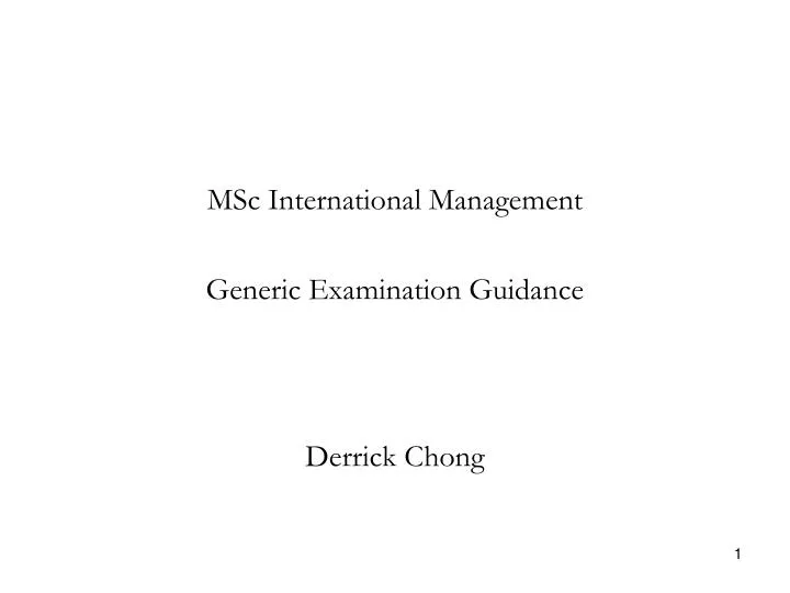 msc international management generic examination guidance