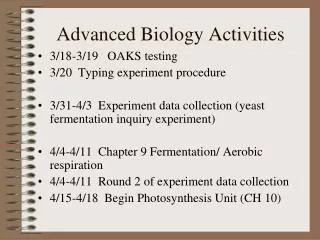 Advanced Biology Activities