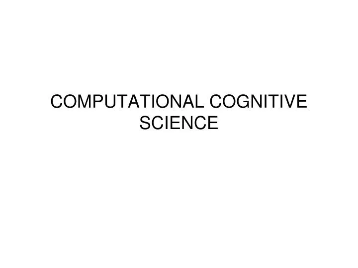 computational cognitive science