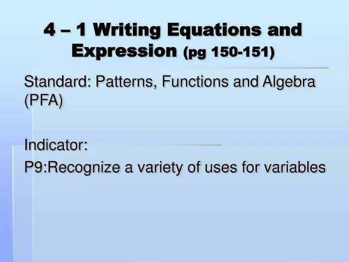 4 1 writing equations and expression pg 150 151