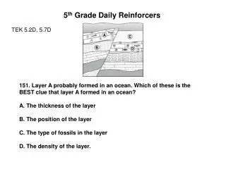 5 th Grade Daily Reinforcers TEK 5.2D, 5.7D