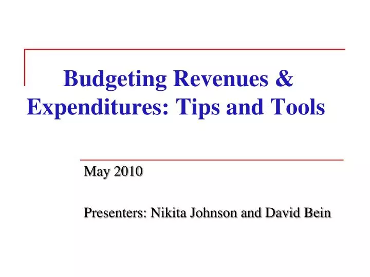 budgeting revenues expenditures tips and tools