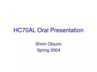 HC70AL Oral Presentation