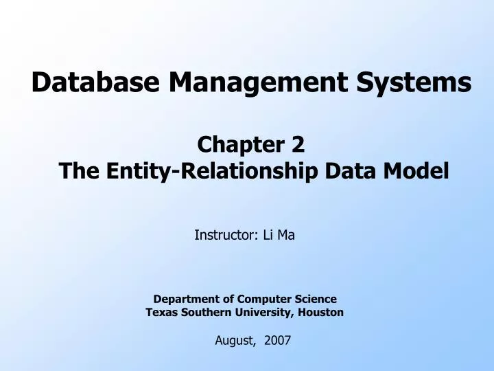 database management systems chapter 2 the entity relationship data model