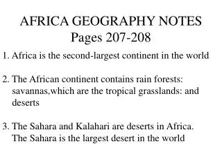 AFRICA GEOGRAPHY NOTES Pages 207-208