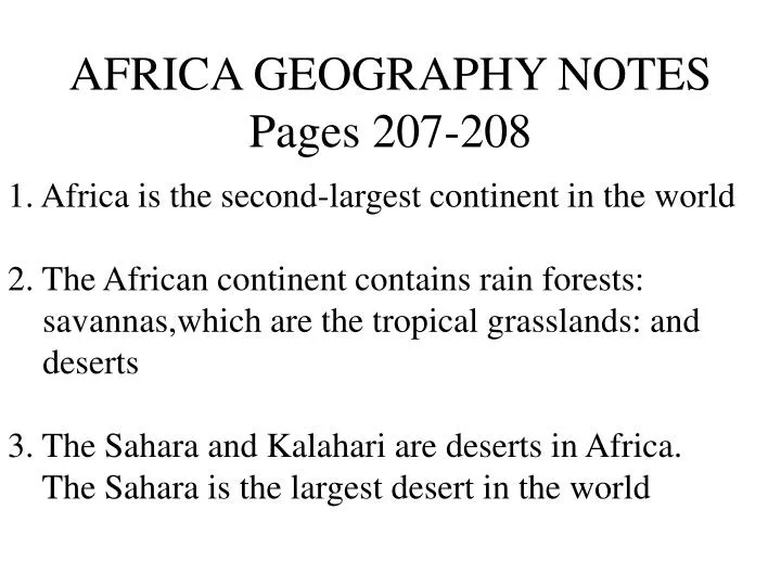 africa geography notes pages 207 208