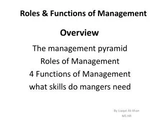 Roles &amp; Functions of Management