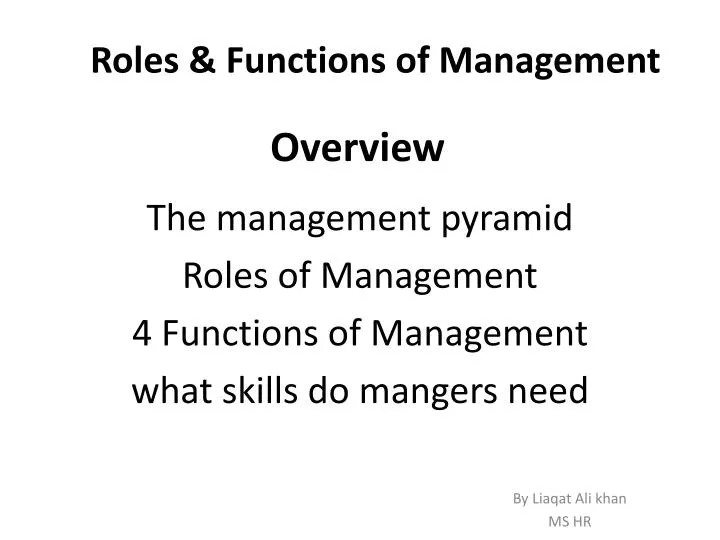 roles functions of management