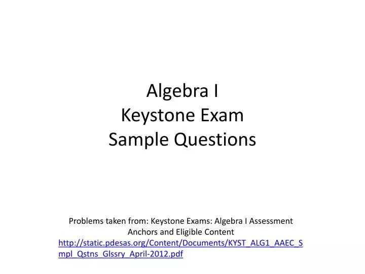 algebra i keystone exam sample questions