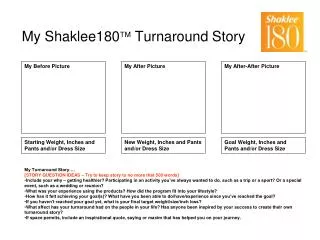 My Shaklee180 ? Turnaround Story