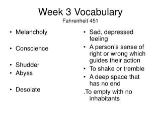 Week 3 Vocabulary Fahrenheit 451