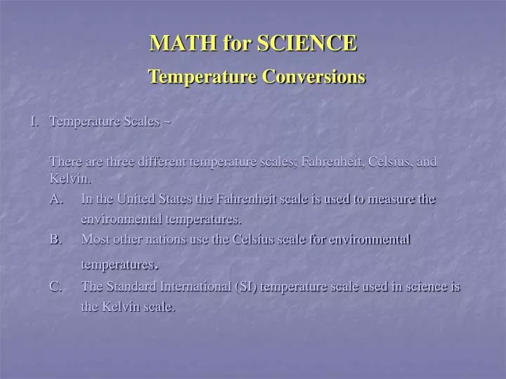 math for science temperature conversions