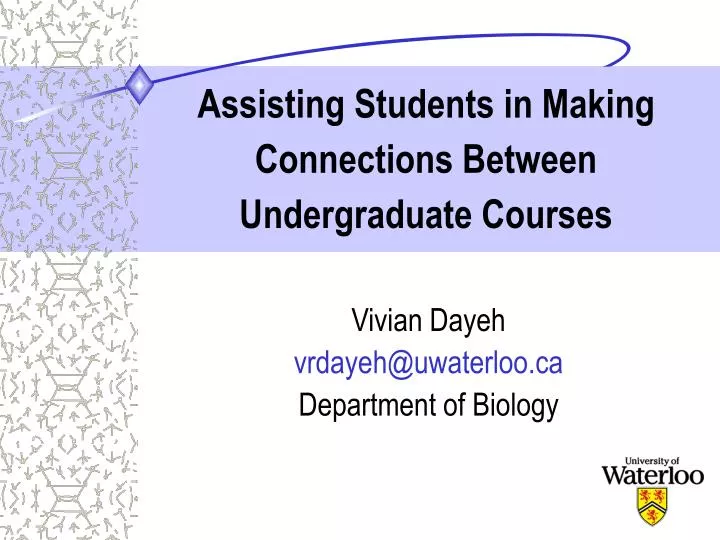 assisting students in making connections between undergraduate courses