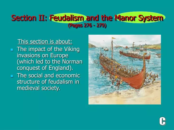 section ii feudalism and the manor system pages 276 279
