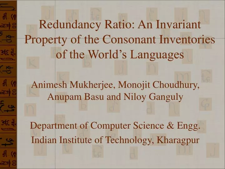 redundancy ratio an invariant property of the consonant inventories of the world s languages