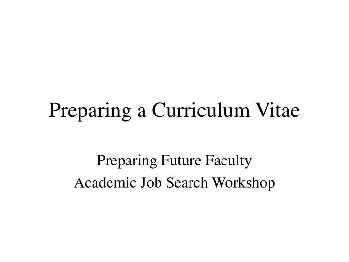 preparing a curriculum vitae