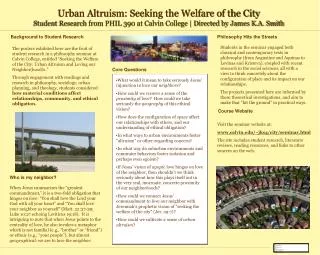 Urban Altruism: Seeking the Welfare of the City